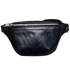 グッチ GUCCI GGエンボスベルトバッグ ブラック レザー メンズ ボディバッグのサムネイル