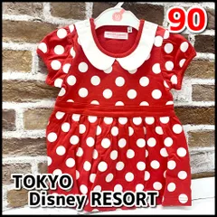 ミニーちゃんワンピース　TOKYO Disney RESORT　ドットワンピース　バックリボン　キッズ/ベビー　90㎝　東京ディズニーリゾート　現状品　NMO6-134-08のサムネイル