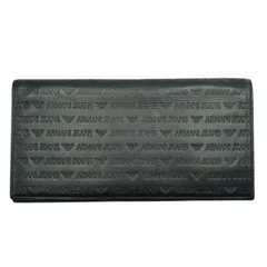 ARMANI JEANS アルマーニジーンズ ロゴ総柄 コインケース/カードホルダー付き 二つ折りレザ― 長財布 ブラック K2606-k090YPのサムネイル