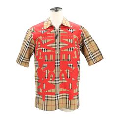 BURBERRY ハーフジップ 半袖シャツ チェック柄 - メルカリ
