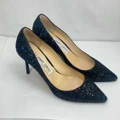 美品】Jimmy Choo グリッターハイヒール パンプス ラメ ブラック