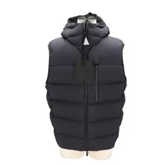 MONCLER TAMEGAメンズリフレクターロゴフードダウンベスト/ブラック 120911A00178 596K7 Sランク 24