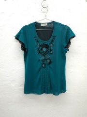 新品 HIROKO KOSHINO フラワー刺繍オーバーシルエットブラウス M