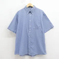 XL/古着 アロー 半袖 シャツ メンズ 00年代 00s オックスフォード 大きいサイズ ボタンダウン ネイビー チェック 26may19のサムネイル