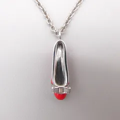 Salvatore Ferragamo サルヴァトーレフェラガモ ヴァラ パンプスモチーフ あずきチェーン ネックレス ペンダント アジャスター シルバー×レッド サイズ38・42cm レディースのサムネイル