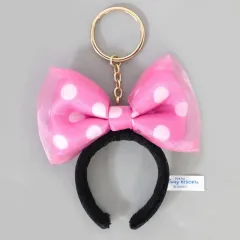 【中古】キーホルダー ミニーマウス(ブラック×ピンク/リボンメッシュ/水玉) カチューシャキーチェーン 「ディズニー」 東京ディズニーリゾート限定