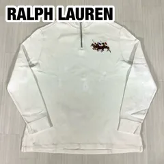 【90s】POLO BY RALPH LAUREN ポロバイラルフローレン トリプルポニー ハーフジップスウェット カットソー LL  ホワイト 白 インパクト21 着丈73cm 肩幅49cm 身幅(脇下)59cm 袖丈64.5cm【古着】