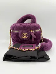 CHANEL シャネル バニティバッグ　パープル ツイード 毛糸素材 ココマーク ICチップ ABランクのサムネイル
