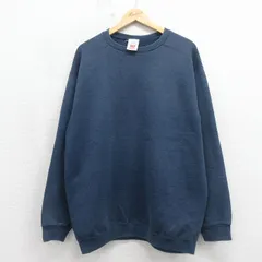 XL/古着 ウィルソン 長袖 スウェット メンズ 00年代 00s 無地 大きいサイズ クルーネック ネイビー 26may19のサムネイル