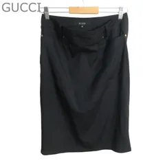 美品 GUCCI グッチ トムフォード期 シルク タイトスカート 膝丈 バックスリット ストレッチあり ブラック サイズ40 レディースのサムネイル
