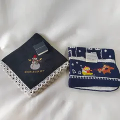 【新品未使用】 タグ付 バーバリー タオルハンカチ スノーマン 雪だるま レース ノエルアンジュ クリスマス サンタ 2枚セット レア W-473のサムネイル