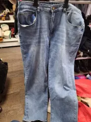 ライトブルー デニム ワイド ストレッチ パンツ 34