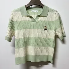 SPAO 夏 ケーブル編み クロップドニット ミントのサムネイル