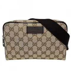 グッチ ウエストバッグ メンズ ウエストポーチ ボディバッグ 鞄 かばん GUCCI 449174 GGキャンバス レザー ブラウン 茶 シルバー金具【中古品】のサムネイル