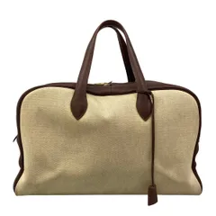HERMES(エルメス) ハンドバッグ ヴィクトリア43 ベージュ×ダークブラウン ゴールド金具のサムネイル
