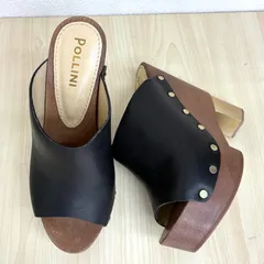 【ポリーニPOLLINI】美品 厚底サンダル 35 ブラック×ブラウンのサムネイル