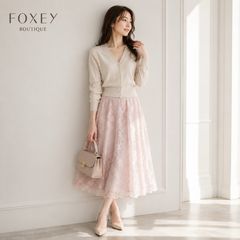 未使用級☆FOXEY/フォクシー カーディガン ナチュラル ロゴ入ボタン38