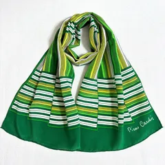 ☆Pierre cardin レトロなストライプ柄 ヴィンテージ シルクストール グリーン系のサムネイル