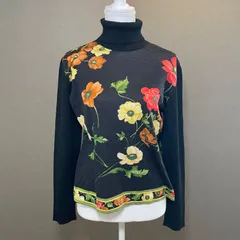 LEONARD FASHION レオナールファッション タートルネックニット タートルネック レディーストップス 薄手 総柄 切替のサムネイル
