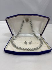 本真珠ネックレス＆イヤリング シルバーグレー K14WG SILVER 7mm