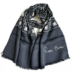 ☆Pierre Cardin スクエア バーズアイ柄 ヴィンテージストール ブラックのサムネイル