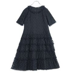 ピンクハウス　いちご刺繍チュールレース　かぶせ段々フリルミニワンピース 美品！】ピンクハウス☆かぶせ段々♪刺繍付チュールレースのワンピース