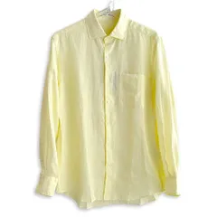 新品 Aquascutum アクアスキュータム リネンシャツ イエロー サイズL 麻100％ ALBINI生地 日本製 定価35200円 メンズのサムネイル