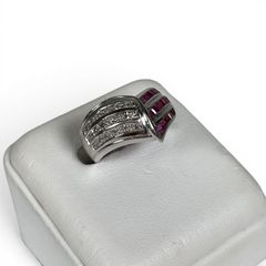 K18 Pt900 コンビリング ルビーダイヤリング ルビー0.2ct ダイヤ0.05ct 