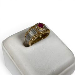 K18 Pt900 コンビリング ルビーダイヤリング ルビー0.2ct ダイヤ0.05ct 