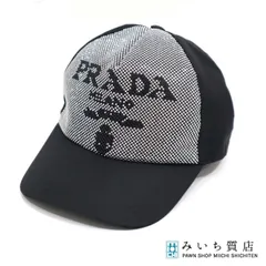 PRADA プラダ スタッズ付 ベースボールキャップ 2HC179 2D0S Mサイズ ブラック ユニセックス 袋 J296のサムネイル