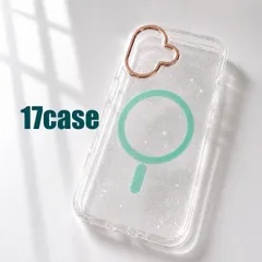 新品　iPhone17 ケース　クリアグリッターケース　 グリーンマグネット　キラキラグリッター　ラメ　スタイリッシュ　ワイヤレス充電　MagSafe マグセーフ対応　クリア　軽量