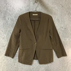 Doux archives ドゥアルシーヴ コットン リネン ノーカラー ジャケット ブラウン 02サイズ 〇□のサムネイル