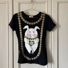 52 IS　ISSEY MIYAKE イッセイミヤケ　アイエス　tsumori chisato ツモリチサト　豚　PIG　ピッグ　ブラウス シャツ 　blouse　shirt　Tops　ladies　半袖　黒 ブラック BLACK　chain　チェーンのサムネイル