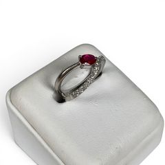 ダイヤモンド0.351ct ルビー1.05ct K18 ソリテールパヴェリング - メルカリ
