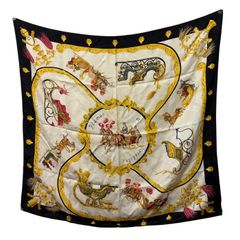 HERMES エルメス スカーフ カレ90 Plumes et Grelots 羽根飾りと鈴