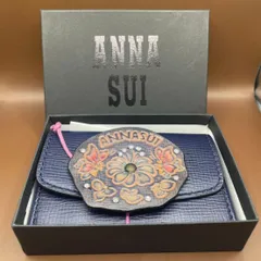 ◎【✨ブランド✨】ANNA　SUI　アナ・スイ　アナスイ　小物入れ　名刺入れ　カード入れ　高級　ブランド　ロゴ　レディース　女性　革　レザー　上質　ファスナー　カラー　紺色　ネイビー　ブルー　カジュアル　普段使い　おしゃれ　かわいい　エレガントのサムネイル