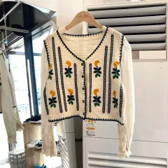 フラワー パータン クロシェ ニット カーディガン Knit Cardiganのサムネイル