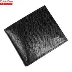 【新品・アウトレット品】カルバンクライン二つ折り財布 31CK130008 ブラック 本革 小銭入れあり 送料無料