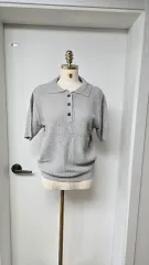 ニット 半袖 カラーTシャツ グレーのサムネイル