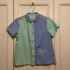 52　POU DOU DOU プードゥドゥ 総柄 花柄 丸襟 ストライプ ブラウス シャツ トップス　レディース　blouse　shirt　Tops　ladiesのサムネイル