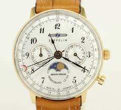 稼働 ZEPPELIN ヒンデンブルグ 腕時計 ムーンフェイズ メンズ3694