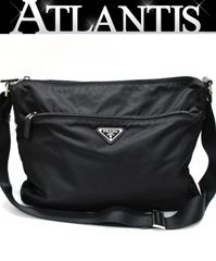 プラダ PRADA ロゴ メッセンジャーバッグ ショルダーバッグ レザー 黒