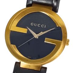 451 稼動 GUCCI 時計 メンズ 133.2 インターロッキングG 黒 - メルカリ