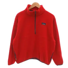 エルエルビーン L.L.BEAN フリースジャケット USA製 赤 レッド スタンドカラー ハーフジップ /HW ■ECC001