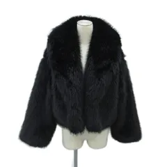 ザラ ZARA フェイクファーコート ショート丈 上着 S 黒 ブラック ショールカラー 前開き /YS32 ■GY99