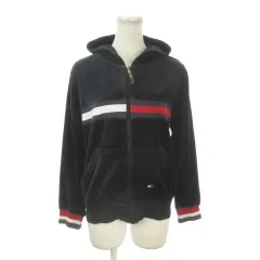 トミーガール tommy girl ジップパーカー ベロア 紺 ネイビー フード付き 配色 /AO14 ■GY99のサムネイル