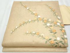 m727 塩瀬 刺繍 金駒刺繍 花唐草 正絹 名古屋帯 長尺 極美品 - メルカリ