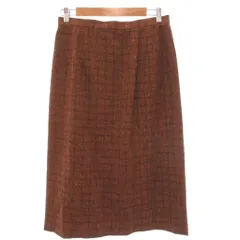 ダナパリ DANAPARIS タグ付き タイトスカート ツイード カシミヤ混 11 ネップ ミモレ丈 茶 ブラウン /KB■ECB005のサムネイル