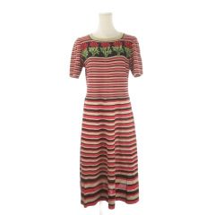 MISSONI ジグザグ透かし編みニットワンピース ピンク系 42*ND250