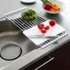山崎実業 tower 折り畳み水切りラック L ロール式 水切りラック シンク上 キッチン収納 コンパクト 食器乾燥 タワーのサムネイル